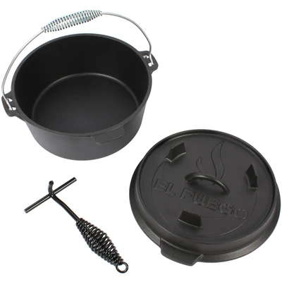 Abbildung von El Fuego Kasserolle Fuego® Dutch Oven, Eisenguss (Set, 4 tlg), aus Gusseisen, mit spezieller Oberflächenveredelung, 5,6 l