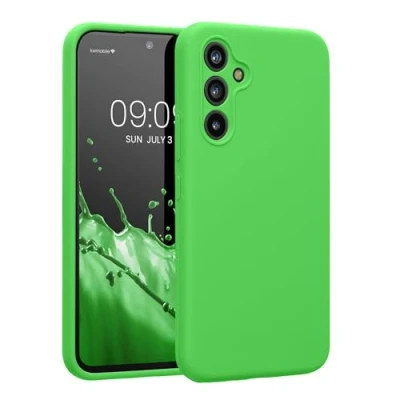 Abbildung von kwmobile Hülle kompatibel mit Samsung Galaxy A54 5G Case gummiert Silikon Handyhülle Schutzhülle Limettengrün
