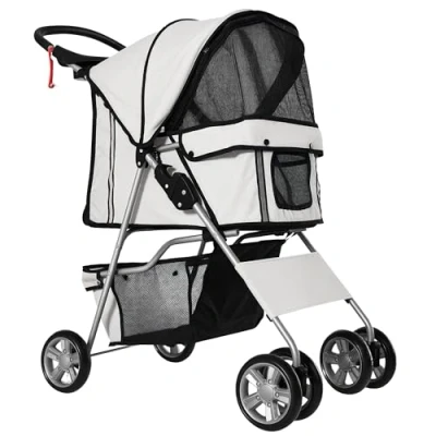 Abbildung von PawHut Hundebuggy Hundewagen, Pet Stroller, Hunde, Buggy mit 4 Rolle, (1 tlg), für Garten, Balkon, Silber