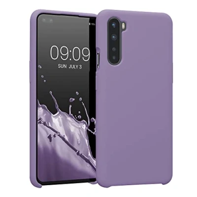 Abbildung von kwmobile Hülle kompatibel mit OnePlus Nord Silikon Handy Case Handyhülle weiche Oberfläche kabelloses Laden Veilchen Lila