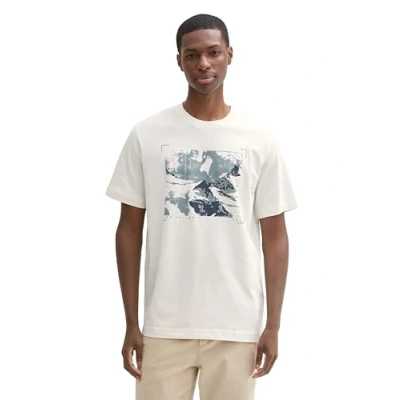 Abbildung von TOM Tailor Tshirt print, Herren, Größe: Large, Off white