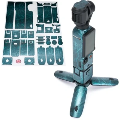 Abbildung von WRAPGRADE Skin Aufkleber Kompatibel mit DJI Osmo Pocket 3 Abziehbild (Blue Rustic Metal)
