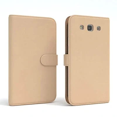 Abbildung von EAZY CASE Tasche kompatibel mit Samsung Galaxy S3 / Neo Schutzhülle Standfunktion Klapphülle Bookstyle, Handytasche Handyhülle Magnetverschluss und Kartenfach, Kunstleder, Hellbraun