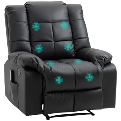 Abbildung von HOMCOM Massagesessel mit 8 Vibrationspunkten, aus Kunstleder, 94 x 99 99cm (Relaxsessel, 1 St., Fernsehsessel), für Wohnbereich, Braun