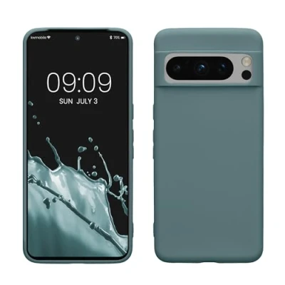Abbildung von kwmobile Hülle kompatibel mit Google Pixel 8 Pro weiches TPU Silikon Case Cover geeignet für kabelloses Laden Arctic Night