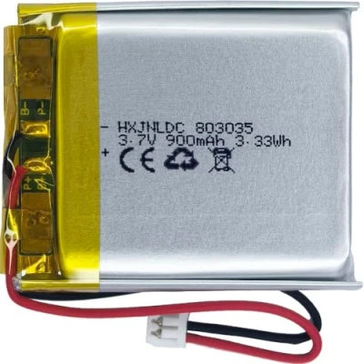 Abbildung von DC 3.7V 900mAh 803035 wiederaufladbare Lithium Polymer Batterie passend für DIY 3.7 5V elektronische Produkte mit eingebautem 2 Draht Batterieaustausch und LED Leuchten
