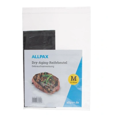 Abbildung von ALLPAX Dry Aging Beutel 25 x 50 cm Größe M Steak Fleisch Roastbeef Entrecôte Salami, Aged Vakuumbeutel Reifebeutel kaufen