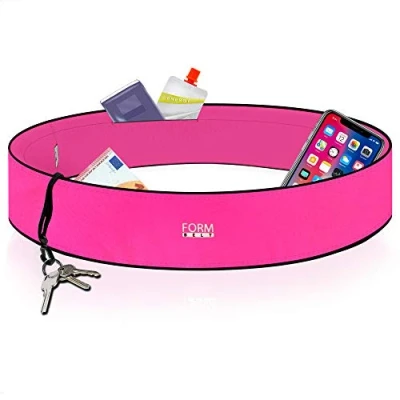Abbildung von Formbelt Laufgürtel für Handy Smartphone universal iPhone 14 S23 13 12 Pro Max Galaxy Samsung A52 A53 S20 S22 A 52 S21 FE Huawei Xiaomi Pixel Hüfttasche Lauftasche Joggen Handytasche (pink, L)