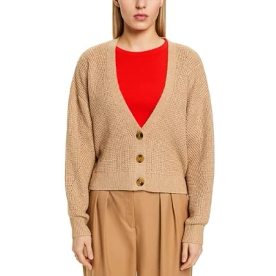 Abbildung von ESPRIT Damen 024ee1i344 Strickjacke, 270/Beige, M