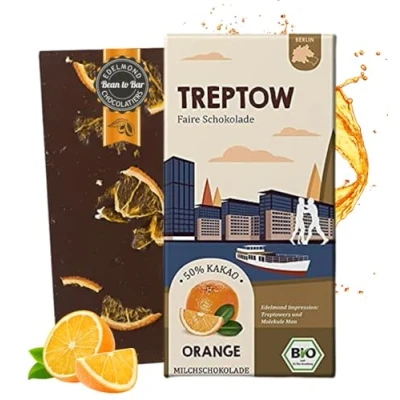 Abbildung von TREPTOW Orangen in Bio Milchschokolade/Fair Trade Edelkakao/Berliner Stadtteil (1 Tafel, 80g)