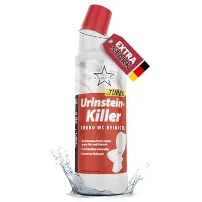 Abbildung von Ricostar Urinsteinentferner EXTRA STARK 750ml Hochwirksamer WC Reiniger gegen Kalk &amp; Urinstein Profi Qualität mit Schräghals Kraftvoller Urinsteinlöser, sparsam, ohne Schrubben Made in Germany