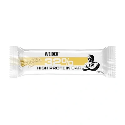 Abbildung von WEIDER 32% Protein Riegel, leckerer Eiweißriegel mit zartem Schokoladenüberzug, hoher Proteingehalt, Energieriegel, Muskelaufbau Snack, Banana, 12 x 60 g