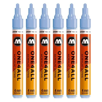 Abbildung von Molotow One4All 227HS Acryl Marker (4,0 mm Strichstärke, hochdeckend und permanent, UV beständig, für fast alle Untergründe) 6 Stück Farbe 202 keramik hell pastell