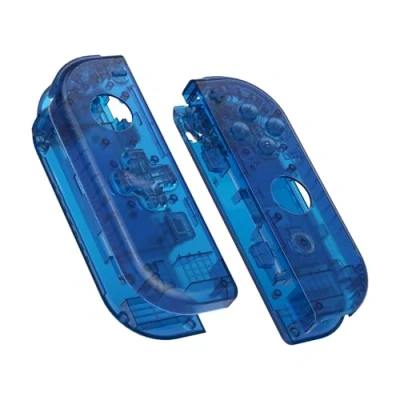 Abbildung von eXtremeRate Joycon Cover &amp; Buttons, DIY Ersatz Gehäuse D Pad Version Case Knöpfe Skin Shell Umbau Set für Nintendo Switch/Switch OLED Controller Transparent Blau [KEIN Joy Con]