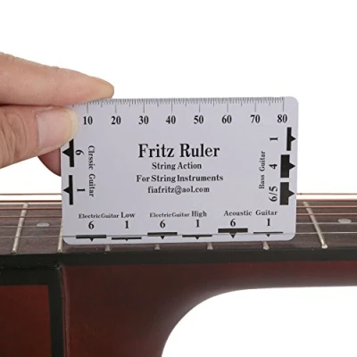 Abbildung von gitarrenhals einstellen,2pcs Gitarre String Action Gauge Lineal Messwerkzeuge für Elektrische Akustikgitarre Bass