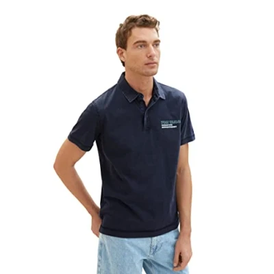 Abbildung von TOM Tailor MIT LOGO Print Poloshirt, Herren, Größe: Medium, Sky captain blue