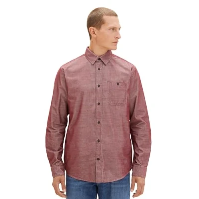 Abbildung von TOM Tailor Hemd, Herren, Größe: Medium, Port red off white structure