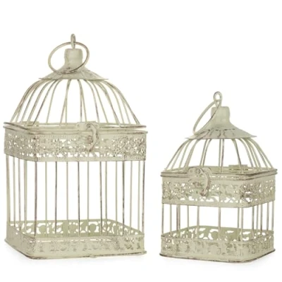 Abbildung von Moritz Deko Käfig eckig Windlicht Dekokäfig Pflanzkäfig Vogelkäfig 2er Set Garten Shabby
