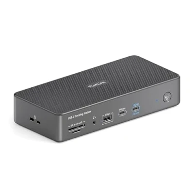 Abbildung von Vuelogic USB C Docking Station für 4 Monitore, 18 in 1 Multifunktionale Dockingstation Laptop, 3X HDMI / DP 8k Unterstützung, Ethernet, Multiport, Schwarz