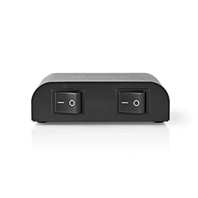 Abbildung von Nedis Lautsprecher Control Box Umschalten zwischen 2 Lautsprecherpaaren oder gleichzeitige Wiedergabe Separate Wippschalter 4 16 Ohm, 150 W Schwarz
