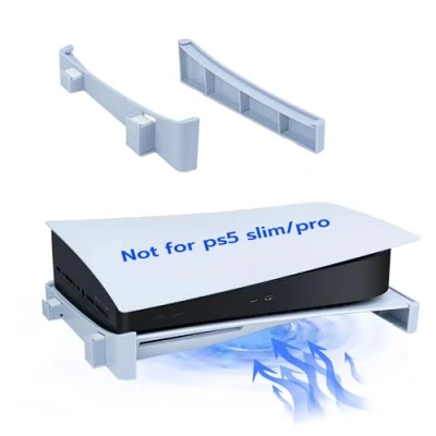 Abbildung von Mcbazel PS5 Horizontaler Ständer für Disc/Digitale Editione Playstation 5 Halterung Liegend mit Anti Rutsch Mads kompatibel DE/UHD Konsole Gery weiß (Nicht Slim/PS5 Pro)