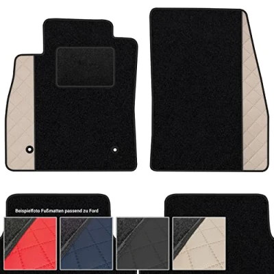 Abbildung von moto MOLTICO Fußmatten Auto Velours Autoteppiche Schwarz Automatten Set 4 teilig Auffälliges Design passend für Ford Kuga II 2012 2019 (Beiges Muster)