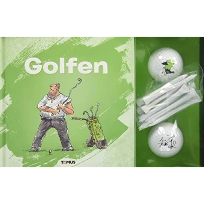 Abbildung von Golfen: Geschenkbox mit Humorbuch, 2 bedruckten Golfbällen und 10 Tees