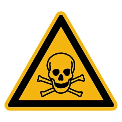 Abbildung von Aufkleber Gefahr Warnung NF ISO 7010 Selbstklebende Plastifizierte Dreiecksplatte Wasser und UV beständig Giftige Materialien 35x35 cm