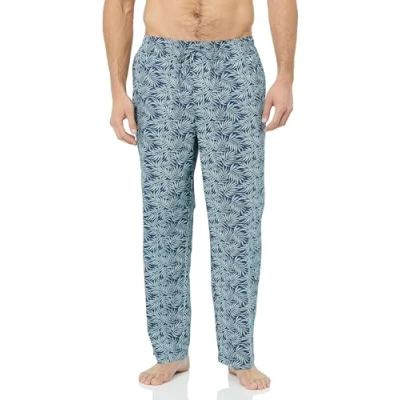 Abbildung von Amazon Essentials Herren Gewebte Pyjamahose, Gerade Geschnitten, Marineblau Weiß Palmenwedel, M
