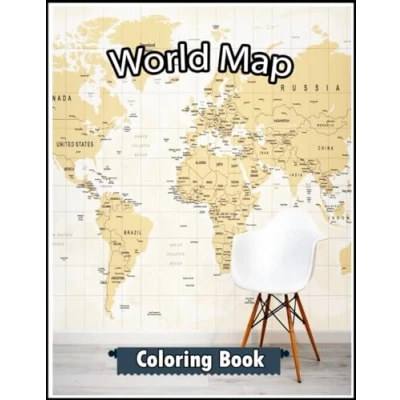 Abbildung von World Map: Coloring Book, 100+ Great Pages For Adults, Boys, And Girls.