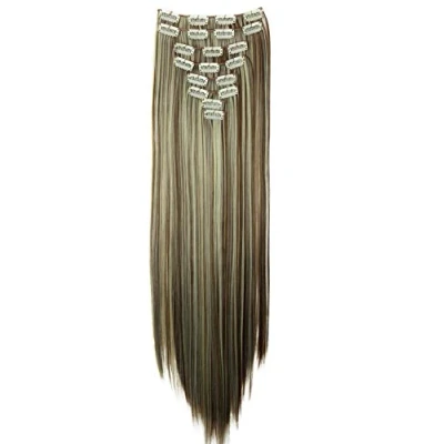Abbildung von CAISHA XXL 60cm 8 Teile Set CLIP IN EXTENSIONS Haarverlängerung Haarteil Glatt Braun Blond Mix CES15