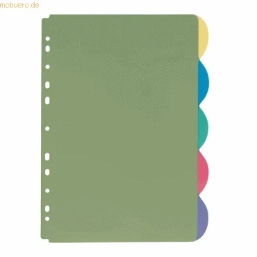 Abbildung von 25 x Veloflex Register A4 PP 5 teilig farbig transparent