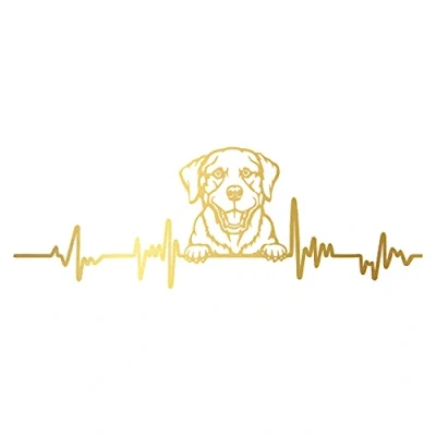 Abbildung von Finest Folia Aufkleber Herzschlag Tiere Breite 27cm Lifeline Heartbeat Deko Sticker Selbstklebend für Auto Kühlschrank Laptop Autoaufkleber K150 (Gold, 18 Labrador)