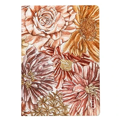 Abbildung von Rhodia 120030C ORANGE Botanique Notizheft DIN A5 liniert, 32 Blatt, elfenbeinfarbiges 90g Papier, Soft Touch Einband, Blumenmotiven, 1 Stück