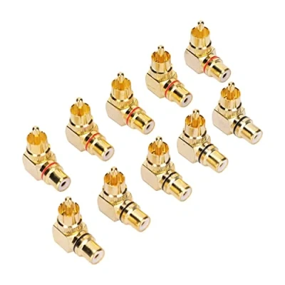 Abbildung von VBESTLIFE 10 Stück 90 Grad Cinch Adapter, Stecker auf Buchse, Rechtwinklige Steckeradapter, Vergoldeter für Audio TV, Adapter