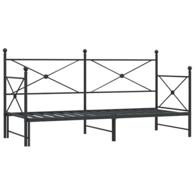 Abbildung von vidaXL Tagesbett Ausziehbar ohne Matratze Schwarz 75x190 cm Stahl, Schlafbett, Schlafsofa, Couchbett, Gästebett, Tagesbettsofa, bequemes Schlafsofa