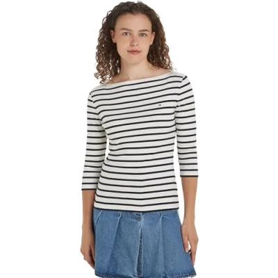 Abbildung von Tommy Hilfiger NEW CODY SLIM Langarmshirt, Damen, Größe: XXS, Ecru/desert sky
