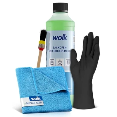 Abbildung von Backofenreiniger Set 500 ml Inkl. Microfasertuch, Einweghandschuhe, Pinsel Grillreiniger Fettlöser für Backofen, Grill &amp; Herd