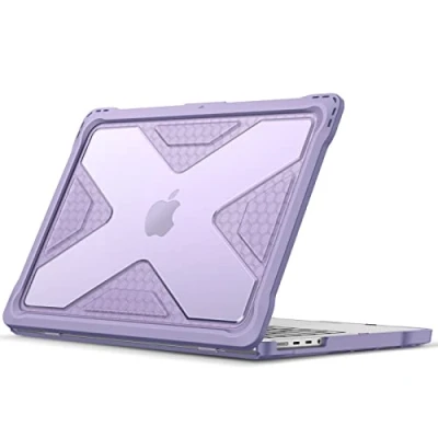 Abbildung von FINTIE Schutzhülle kompatibel mit MacBook Pro 14 Zoll M3 M2 M1 Pro/Max 2023 2021 (A2918/A2992/A2779/A2442), Hartschale, robust, Hybrid stoßfesten Kanten aus TPU, Lila