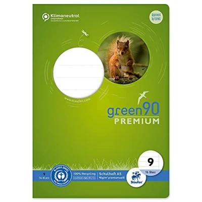 Abbildung von 10 x Staufen Schulheft Green A5 liniert mit Rand Lineatur 9 16 Blatt