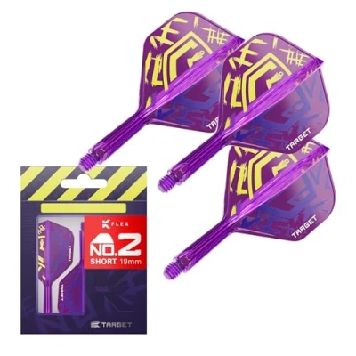 Abbildung von Target Darts Luke Littler World Champion K Flex Flights und Schaftsystem, No.2 The Nuke 2025 Edition Flex, All in One integrierte Schäfte (3er Pack) Kurz, 19mm