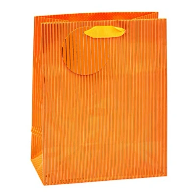 Abbildung von TSI Geschenktüten mit Hot Stamping NADELSTREIFEN, Farbe Orange, 4er Packung, Größe: Mittel (HxBxT 23 x 18 10 cm), Art. Nr. 85016 4