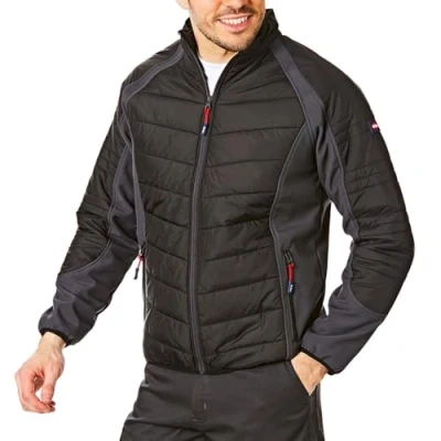 Abbildung von Lee Cooper Regendichte, winddichte, gepolsterte, kontrastierende Arbeitsjacke für Herren, schwarz / mittelgrau, XL