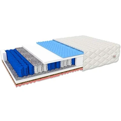 Abbildung von FDM GINASO MAX Taschenfederkernmatratze 160 x 200 cm Matratze 7 Zonen thermoplastischer Visco Schaum Kokos Härtegrad H2/H3 (Mittelweich/Mittelhart) Höhe 28 Zweiseitig Abnehmbarer Bezug