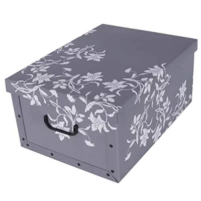 Abbildung von Kreher Aufbewahrungsbox Aufbewahrungsbox, Dekokarton Motiv: Blumen Barock, Grau
