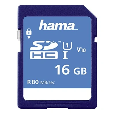 Abbildung von Hama SDHC 16GB Class 10 UHS I 80MB/S Speicherkarte (16 GB, 10, 80 MB/s Lesegeschwindigkeit)