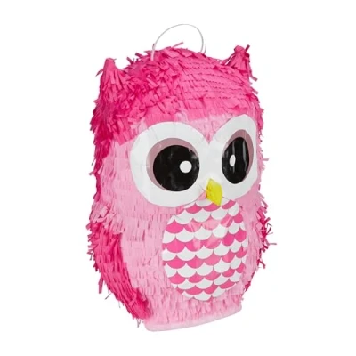 Abbildung von Relaxdays Pinata Eule, niedliche Tierpinata zum selbst Befüllen, Geburtstag, Aufhängen, Schlagpinata f. Kinder, pink, 1 Stück