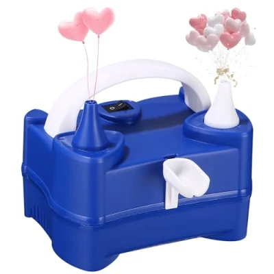 Abbildung von Yulado Luftballonpumpe Elektrisch, 400W Ballonpumpe mit Doppeldüse Inflatorgebläse, Tragbar Luftballon Pumpe Ballons für Festivaldekoration, Geburtstag, Party und Hochzeit.