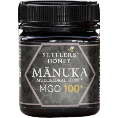 Abbildung von Settlers Manuka Honig MGO 100+ produziert und abgefüllt in Neuseeland 250g zertifiziert 100% purer