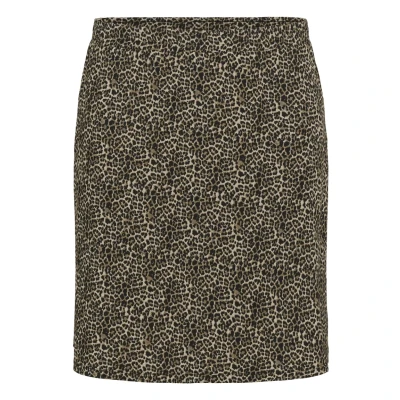Abbildung von Kaffe Curve Alinienrock, Damen, Größe: 46/48, Brown leopard print